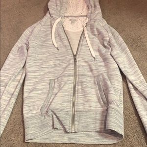 Guess zip up hoodie grey and white